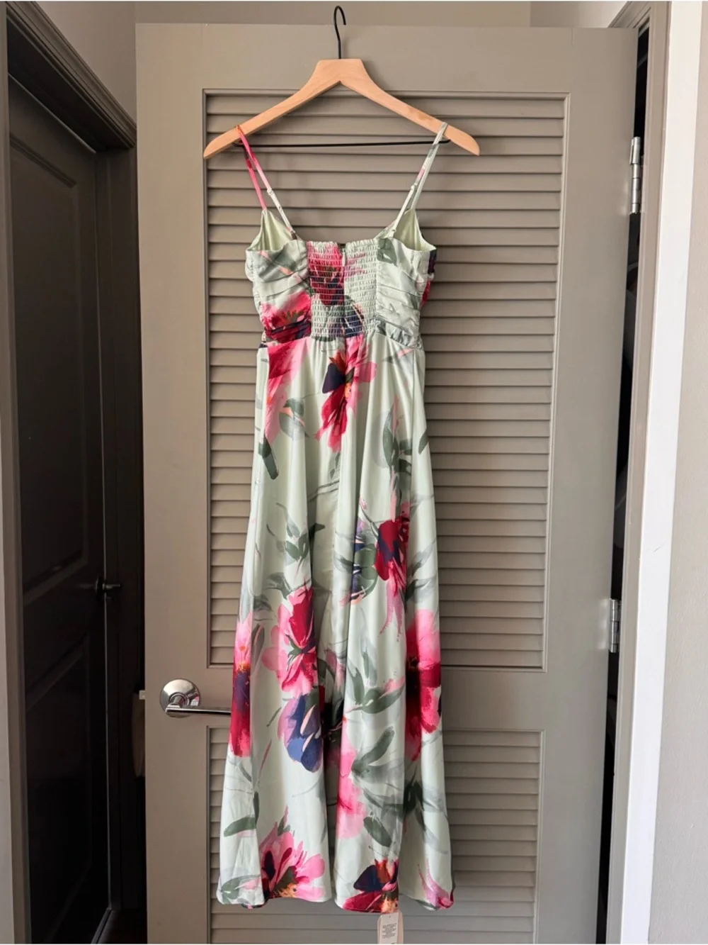 Abercrombie & Fitch Bra-Free Hardware Maxi Dress Mint Green Floral NWT